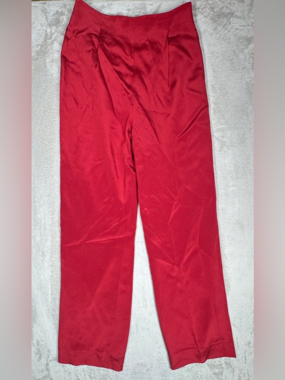 Vintage Carlisle 100% Silk Red High Rise Retro Holiday Straight Leg Pants 10
